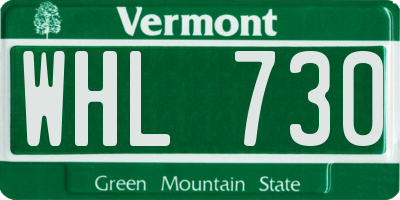 VT license plate WHL730