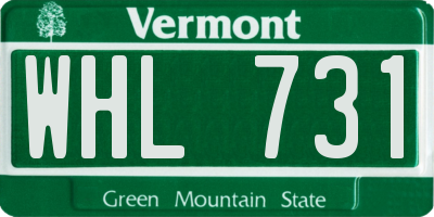 VT license plate WHL731