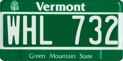 VT license plate WHL732