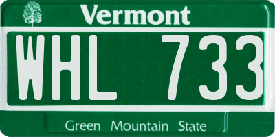 VT license plate WHL733