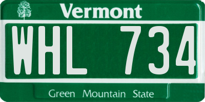 VT license plate WHL734