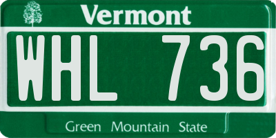 VT license plate WHL736