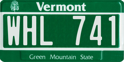 VT license plate WHL741