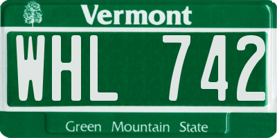 VT license plate WHL742