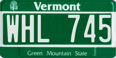 VT license plate WHL745