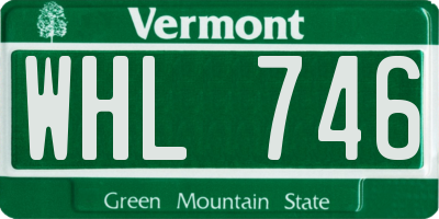 VT license plate WHL746