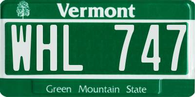 VT license plate WHL747