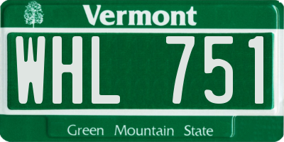 VT license plate WHL751