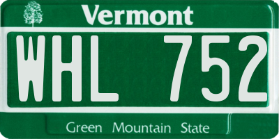 VT license plate WHL752