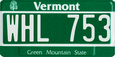 VT license plate WHL753