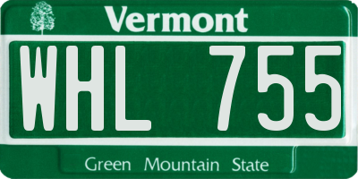 VT license plate WHL755
