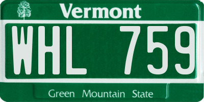 VT license plate WHL759