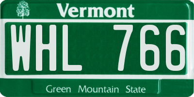 VT license plate WHL766