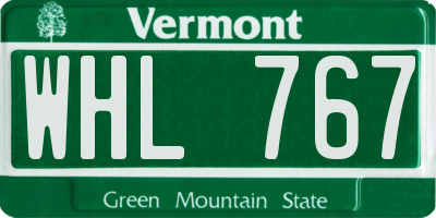 VT license plate WHL767