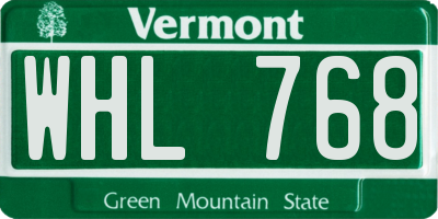VT license plate WHL768