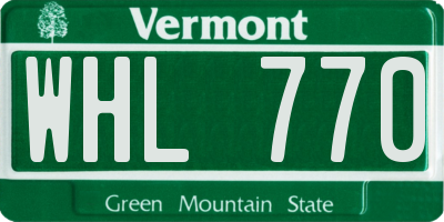 VT license plate WHL770