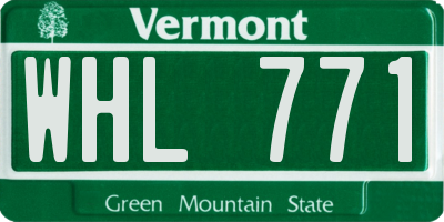 VT license plate WHL771