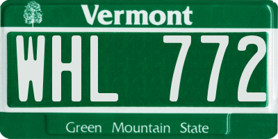 VT license plate WHL772