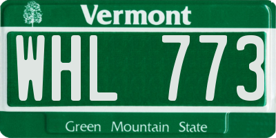 VT license plate WHL773