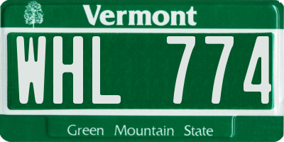 VT license plate WHL774