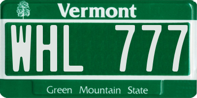 VT license plate WHL777