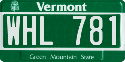 VT license plate WHL781