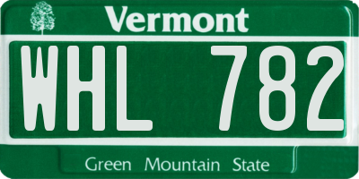 VT license plate WHL782