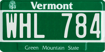 VT license plate WHL784