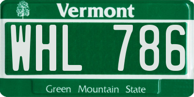 VT license plate WHL786