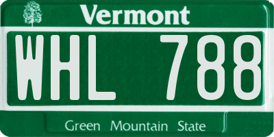 VT license plate WHL788