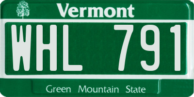 VT license plate WHL791