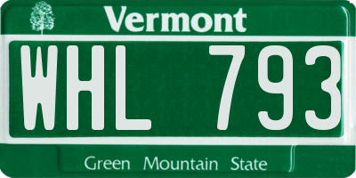 VT license plate WHL793