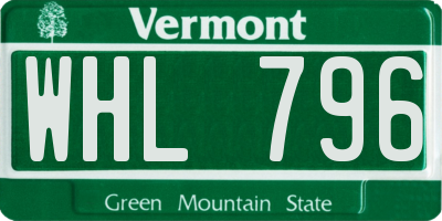 VT license plate WHL796