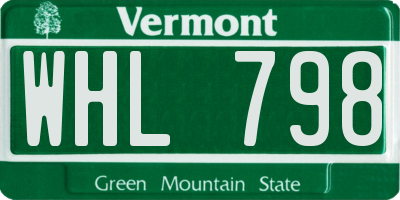 VT license plate WHL798