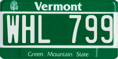 VT license plate WHL799