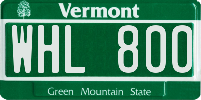 VT license plate WHL800