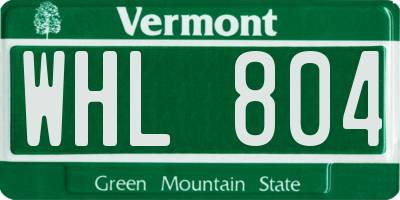 VT license plate WHL804