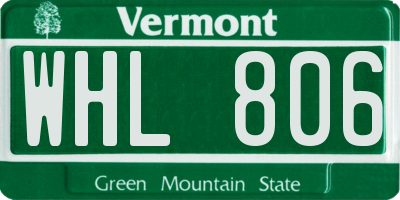 VT license plate WHL806
