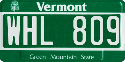 VT license plate WHL809