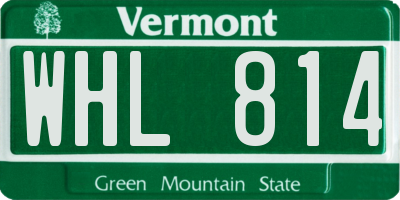 VT license plate WHL814