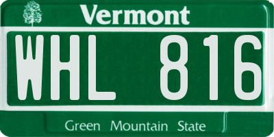 VT license plate WHL816