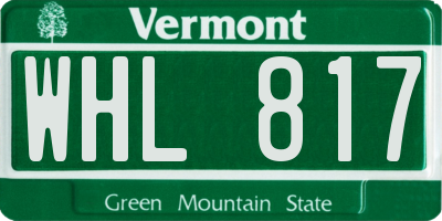 VT license plate WHL817