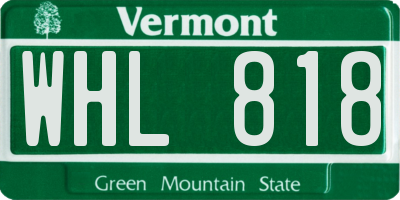 VT license plate WHL818