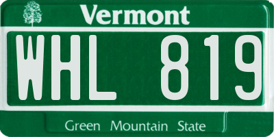 VT license plate WHL819