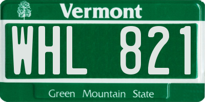VT license plate WHL821