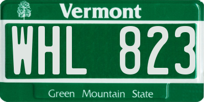 VT license plate WHL823
