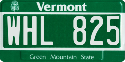 VT license plate WHL825