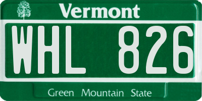 VT license plate WHL826