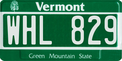 VT license plate WHL829