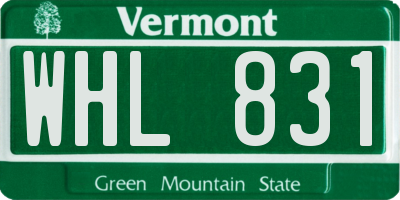 VT license plate WHL831